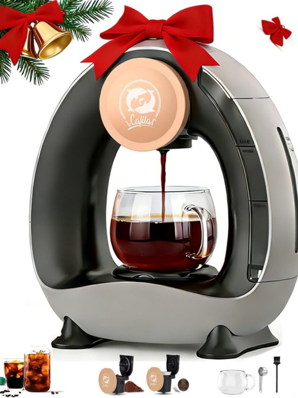 2-in-1 Mini Single Serve Coffee Maker for K-Cup Pods & Ground Coffee - Compact